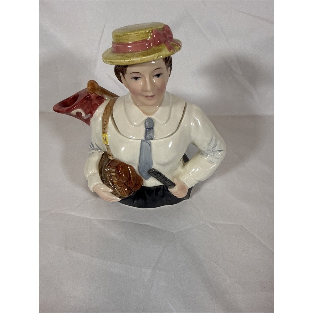 Fitz and Floyd Ceramic Newsboy Character Figurine Teapot Collectible Vintage